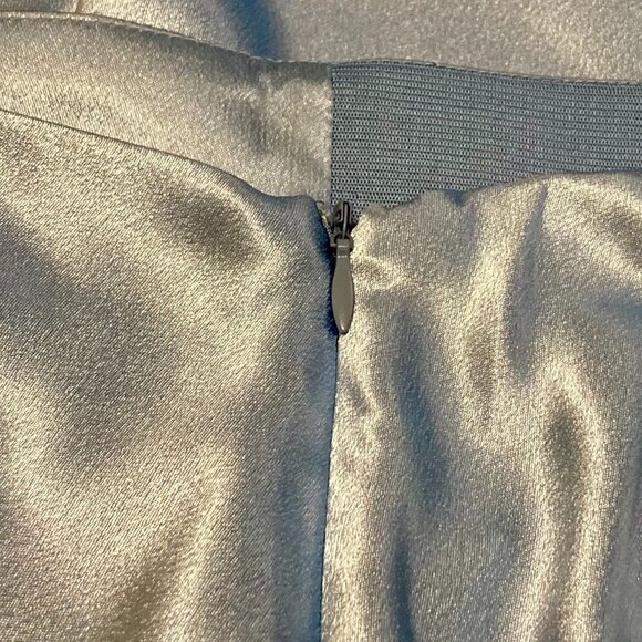 NWT, SZ XL (see measurements) Silky Satin Midi Slip Skirt, Ice Blue - Picture 3 of 4